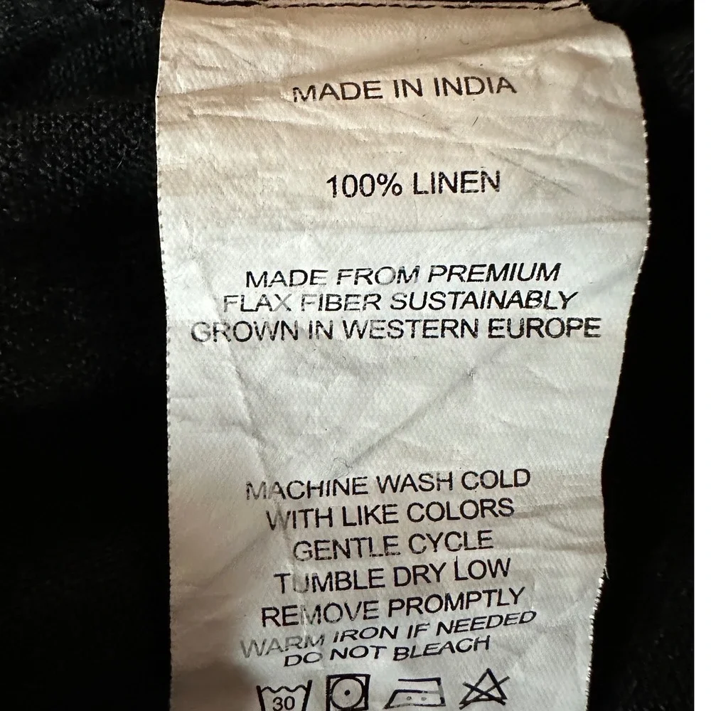 Quince Women's 100% European Linen Elastic Waist Pull On Casual Pants‎ Black XL